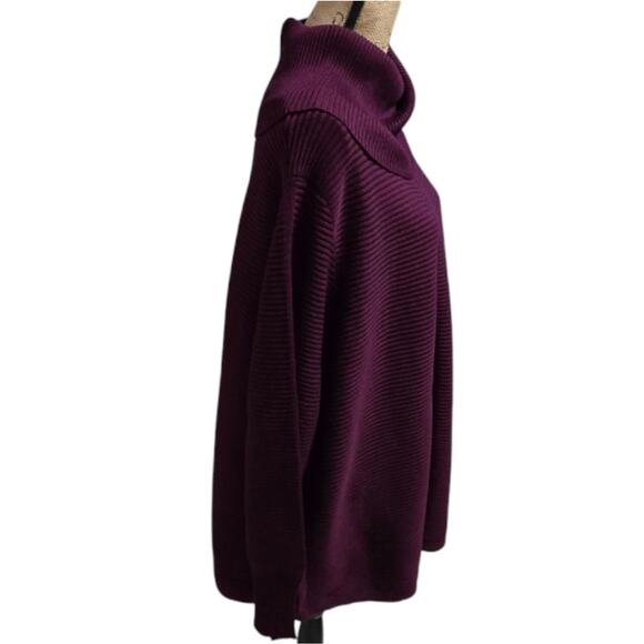 CYRUS Women's Ribbed Cowl Neck Sweater‎ Black Berry Purple Plus Size 3X New - Picture 2 of 9